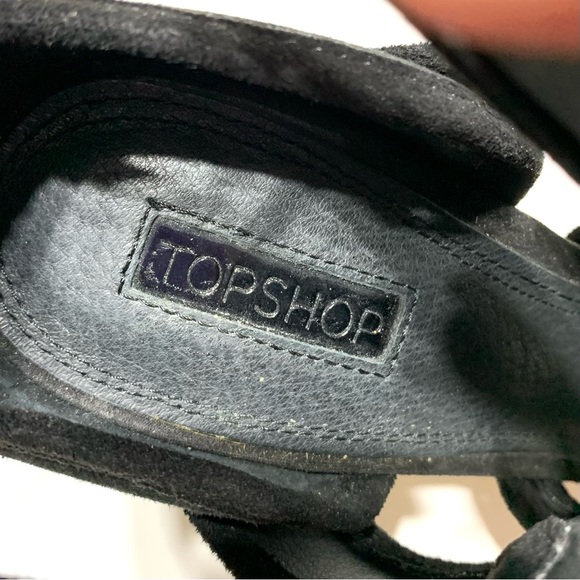 Topshop Black Suede Stiletto Tie Cord Feature High Heeled Sandals Size 7 - Picture 7 of 12